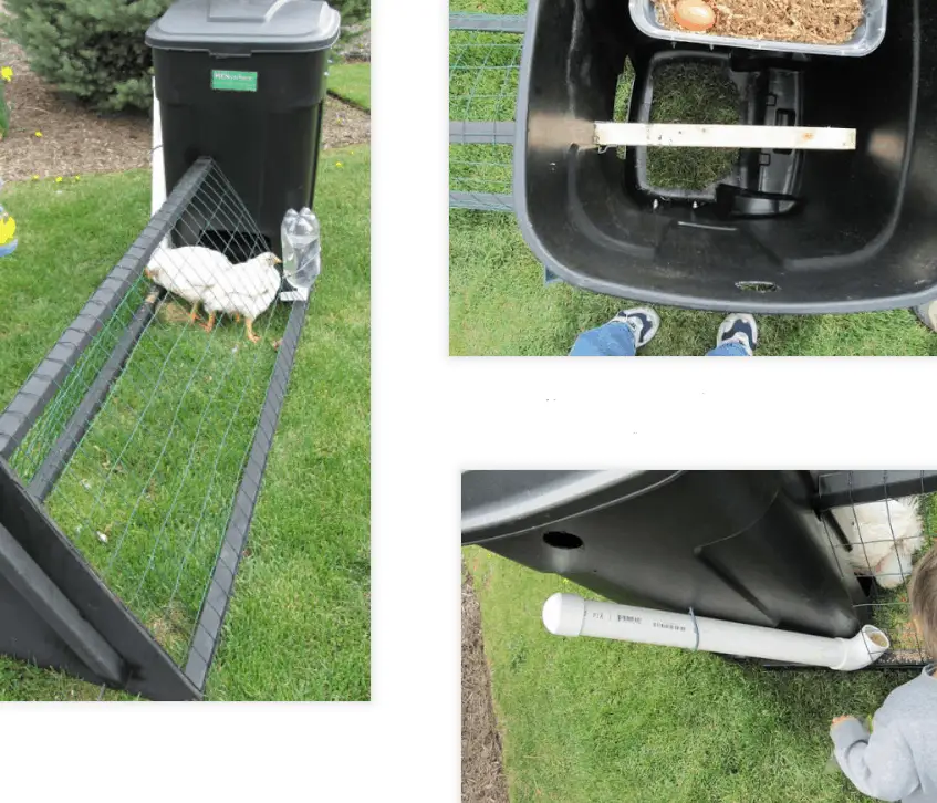 DIY Portable Chicken Coop idea made with Dustbin and Grills
