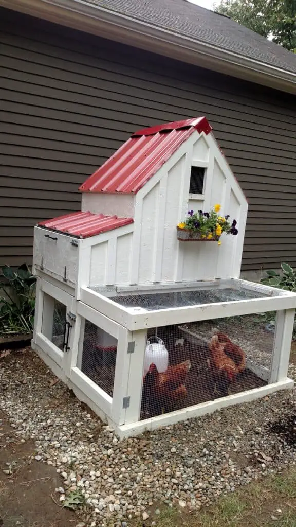 Small Chicken Coop With Planter, Clean Out Tray and Nesting Box