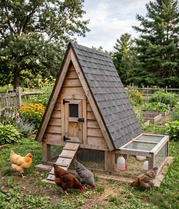 Chicken Coop Roof Types: Best Designs &Amp; Roofing Materials 5 a compact A-frame chicken coop
