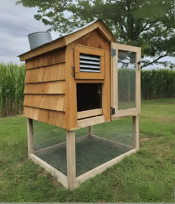 a chicken coop with ventilation and exhaust