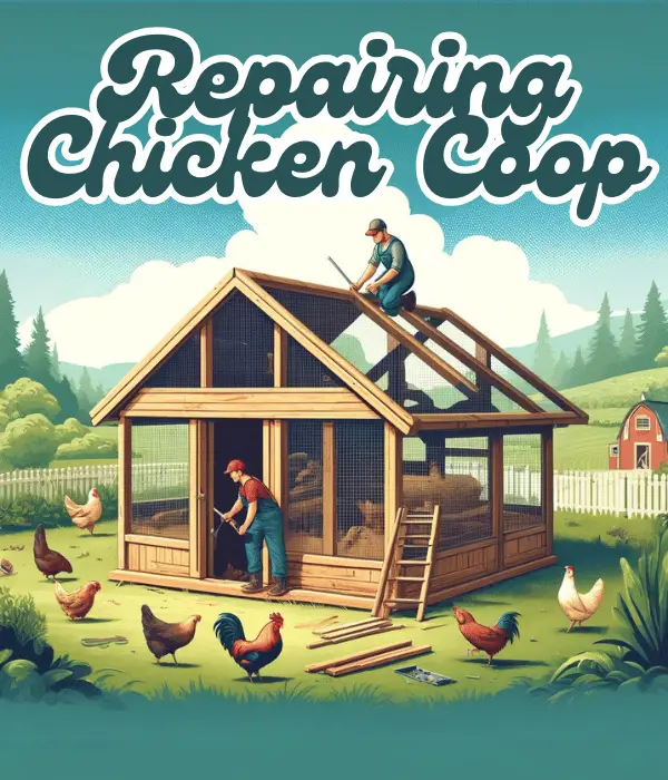 repairing a chicken coop for Pinterest