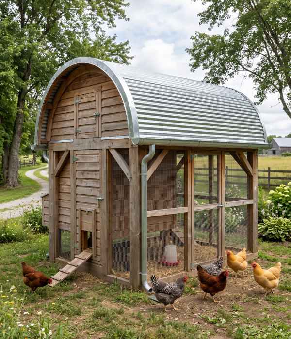 Chicken Coop Roof Types: Best Designs &Amp; Roofing Materials 8 backyard chicken coop with a smoothly curved rounded roof