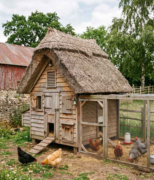Chicken Coop Roof Types: Best Designs &Amp; Roofing Materials 10 chicken coop with a thick natural thatched roof