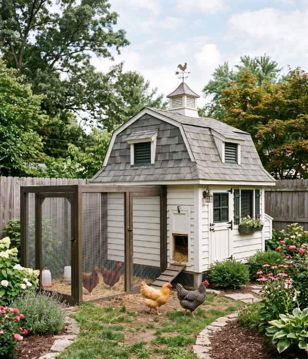 Chicken Coop Roof Types: Best Designs &Amp; Roofing Materials 9 chicken coop with a true mansard roof