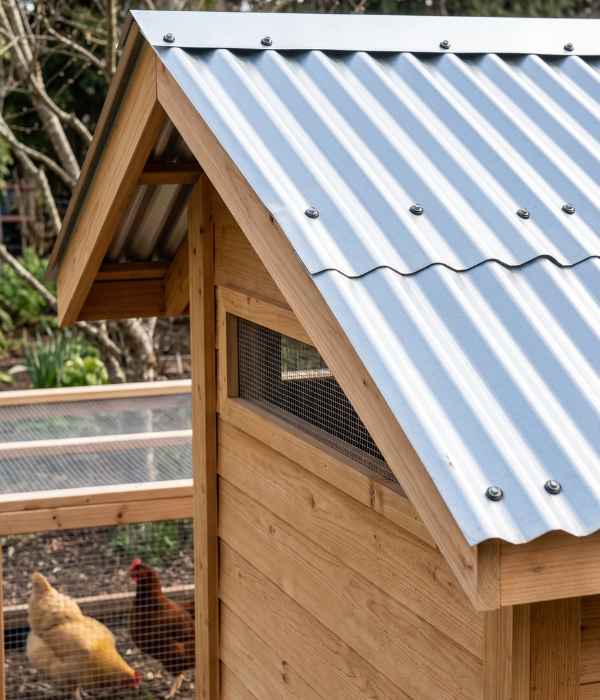 Chicken Coop Roof Types: Best Designs &Amp; Roofing Materials 11 chicken coop with professionally installed light-colored corrugated metal roofing