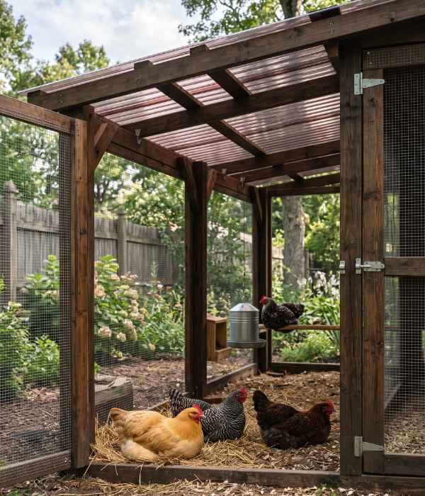 Chicken Coop Roof Types: Best Designs &Amp; Roofing Materials 14 chicken shelter with opaque UV-resistant corrugated plastic roofing panels